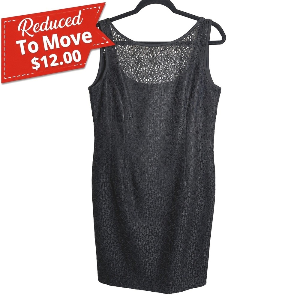 Trio New York Black Lace Sleeveless Dress Size 14 Minimalist Layering